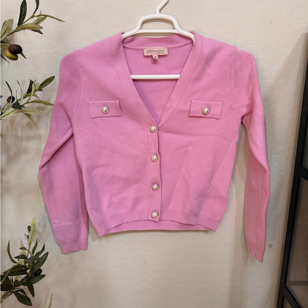 Philosophy Light Pink Cardigan with Pearl Buttons